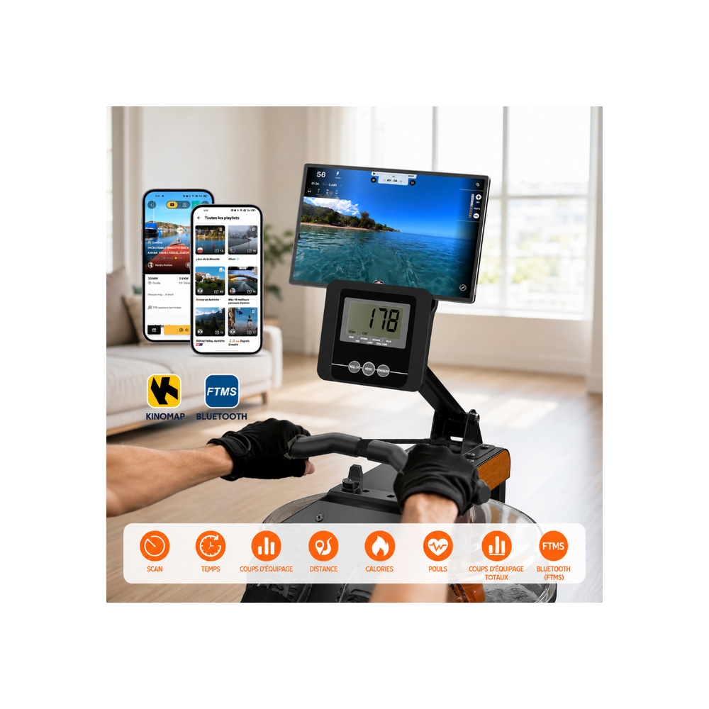 Bluetooth FTMS — compatible Kinomap et apps tierces