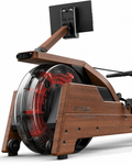 Rameur à eau bois chêne FSC GymBpm Timber S — haut-parleurs Bluetooth intégrés
