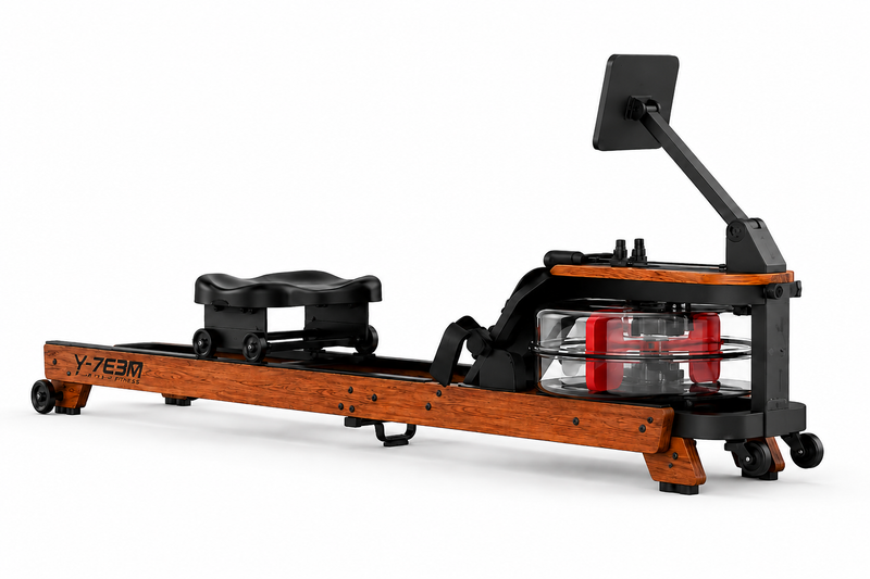 Rameur à Eau Pliable Bois FSC GymBpm Timber — 9 Métriques · 180 kg · Kinomap