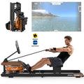 Rameur à Eau Pliable GymBpm Aqua — Bluetooth FTMS · Kinomap · Châssis Inox · 160 kg