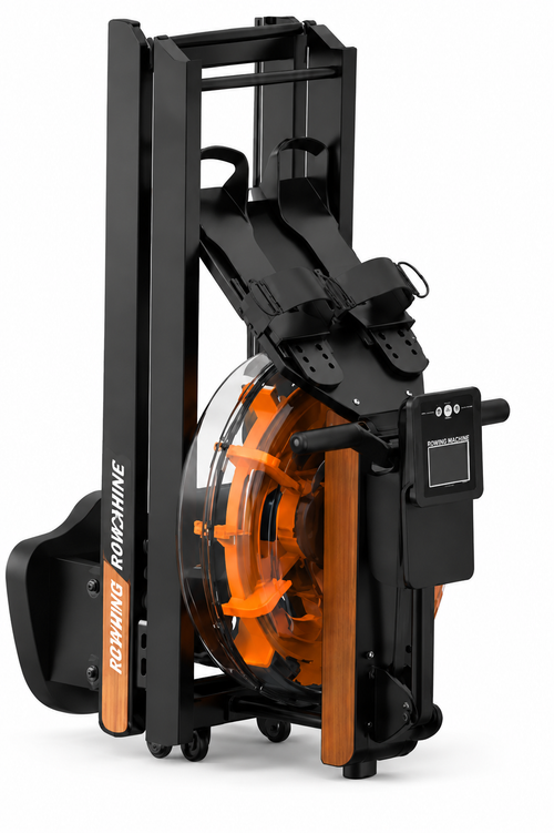 Rameur à eau pliable GymBpm Aqua Pro — détail cuve orange translucide 14L