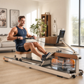 Rameur à Eau Pliable GymBpm Pivot — Moniteur Pivotant 180° · Siège 3D · 160 kg