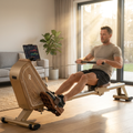 Rameur magnétique bois FSC GymBpm Nativo — molette 16 niveaux 4 zones